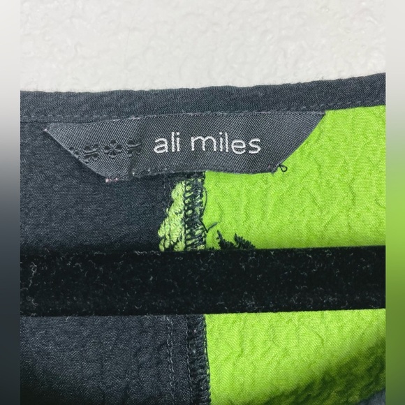 Ali Miles Women's Large Floral Color Block 3/4 Sleeve Tunic Brat Green Apple - Picture 5 of 14